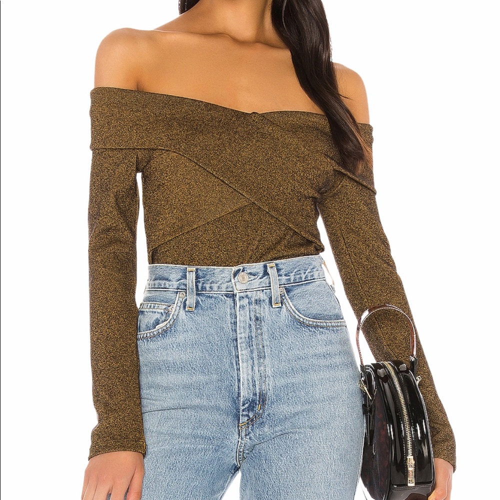 Capulet Metallic Brown Off-Shoulder Bodysuit